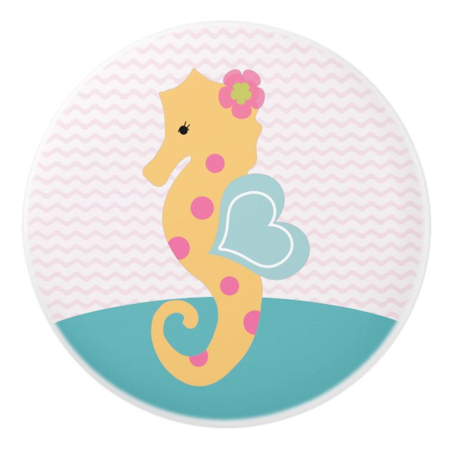 Sea Sweeties Seepferd Kinderzimmer Schublade Pull  Keramikknauf (Vorderseite)