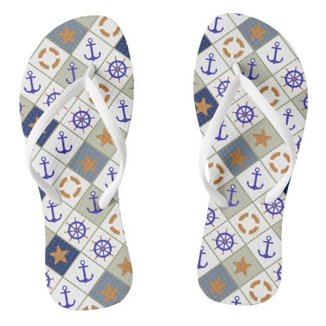 Sea Theme Muster 2 Flip Flops (Fußbett)