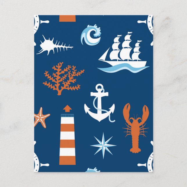 Sea Theme Pattern Postkarte (Vorderseite)