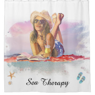 *~* Sea Therapy Beach Young Girl Sun Bade AR29 Duschvorhang