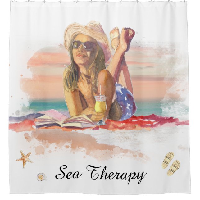 *~ Sea Therapy Beach Young Girl Sun Set AR29 Duschvorhang (Vorderseite)