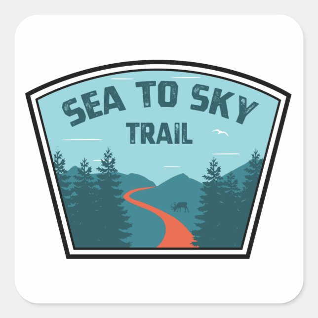 Sea to Sky Train British Columbia Quadratischer Aufkleber (Vorderseite)