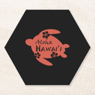 Sea Turtle Aloha Hawaii Hibiskus Orange Graphics Untersetzer