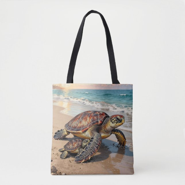 Sea Turtle and Baby Illustration  Tasche (Vorderseite)