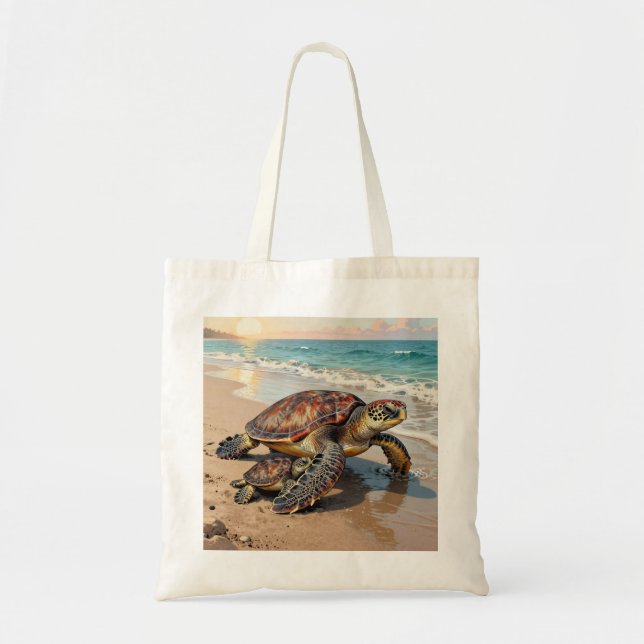 Sea Turtle and Baby Illustration  Tragetasche (Vorne)
