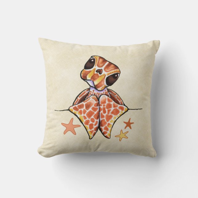 Sea Turtle Baby Brown Leinwand Sand Kissen (Vorderseite)