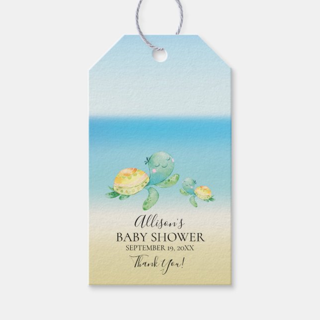 Sea Turtle Baby Dusche Gefallen Tag Geschenkanhänger (Vorderseite)