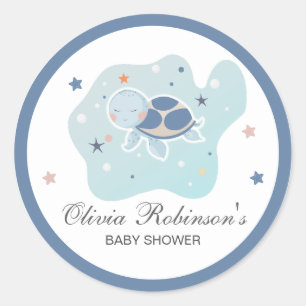 Sea Turtle Baby Dusche   Niedlicher Ozean Runder Aufkleber