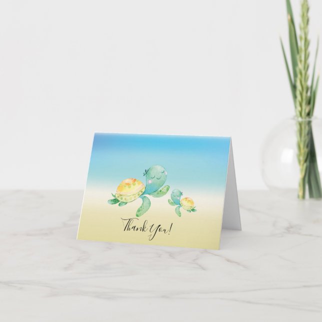 Sea Turtle Baby Dusche Vielen Dank Hinweis Dankeskarte (Vorderseite)