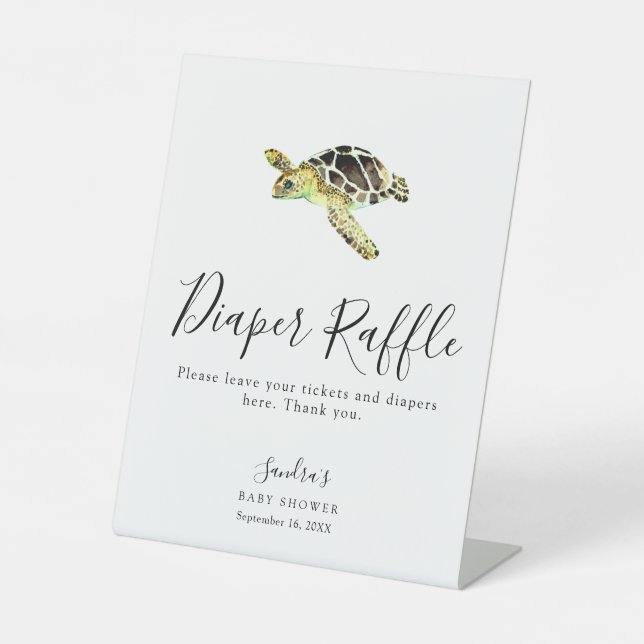 Sea Turtle Baby Duwer Windschutzscheibe Raffle Gam Sockelschild (Vorderseite)