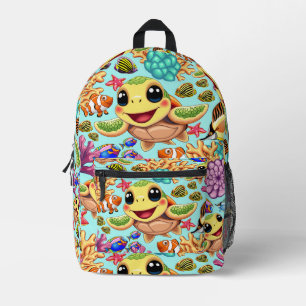Sea Turtle Baby Happy and Süße Figur Bedruckter Rucksack