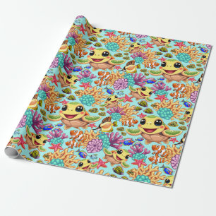 Sea Turtle Baby Happy and Süße Figur Bumper St. Geschenkpapier