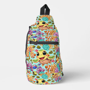 Sea Turtle Baby Happy and Süße Figur Crossbody Bag