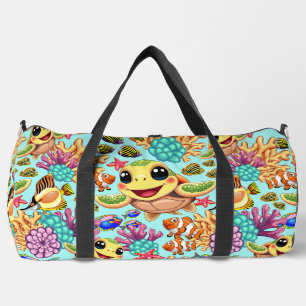 Sea Turtle Baby Happy and Süße Figur Duffle Bag