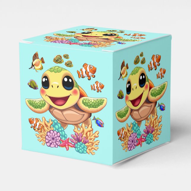 Sea Turtle Baby Happy and Süße Figur Geschenkschachtel (Vorderseite)
