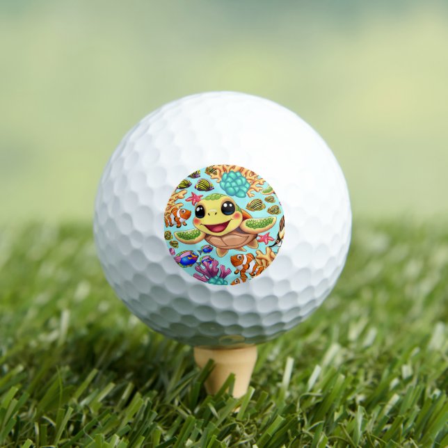 Sea Turtle Baby Happy and Süße Figur Golfball (Insitu T-Shirt)