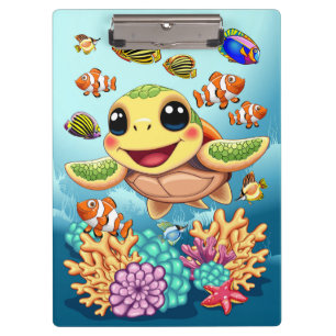 Sea Turtle Baby Happy and Süße Figur Klemmbrett