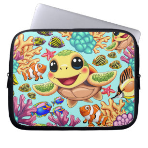 Sea Turtle Baby Happy and Süße Figur Laptopschutzhülle