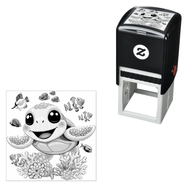 Sea Turtle Baby Happy and Süße Figur Permastempel (Beispiel)