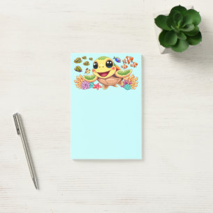 Sea Turtle Baby Happy and Süße Figur Post-it Klebezettel