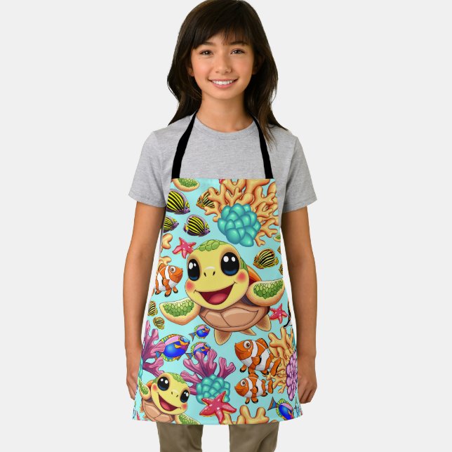 Sea Turtle Baby Happy and Süße Figur Schürze (Insitu)