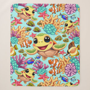 Sea Turtle Baby Happy and Süße Figur Sherpadecke