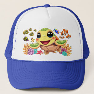 Sea Turtle Baby Happy and Süße Figur Truckerkappe