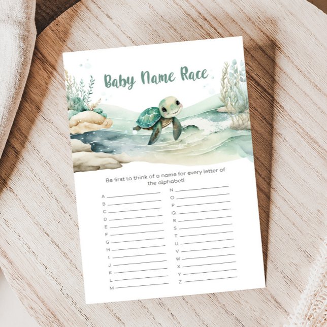 Sea Turtle Baby Shooter Baby Name Race Game (Sea Turtle Baby Shower Game)