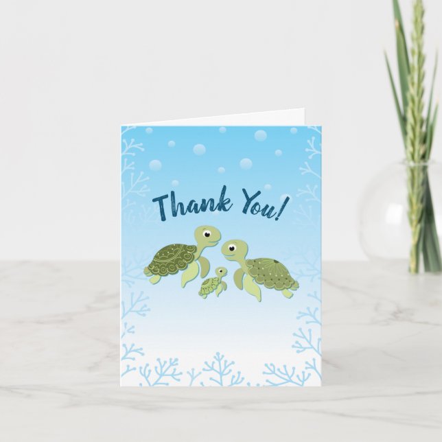 Sea Turtle Baby Shower Co-Ed Gender Neutral Dankeskarte (Vorderseite)