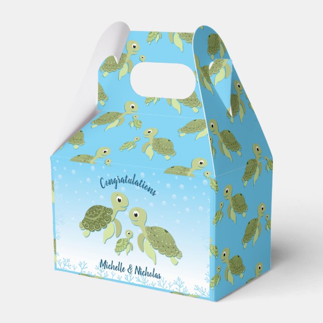 Sea Turtle Baby Shower Co-Ed Gender Neutral Geschenkschachtel (Vorderseite)