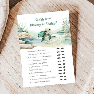 Sea Turtle Baby Shower Guess Mommy oder Daddy Game