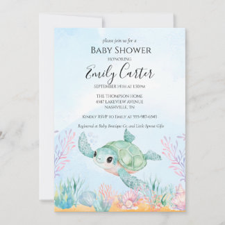 Sea Turtle Baby Shower Invitation - Pink Einladung