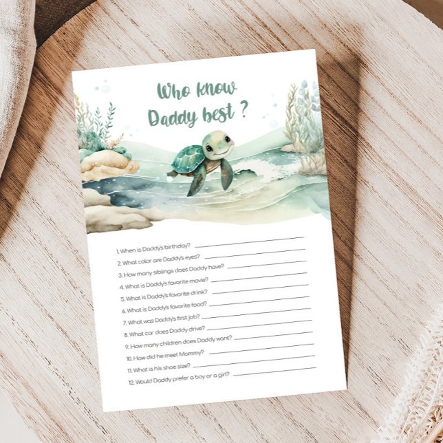 Sea Turtle Baby Shower kennt Daddy Best Game (Sea Turtle Baby Shower Game)
