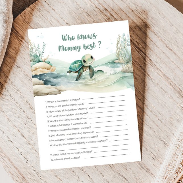 Sea Turtle Baby Shower kennt Mommy Best Game (Sea Turtle Baby Shower Game)