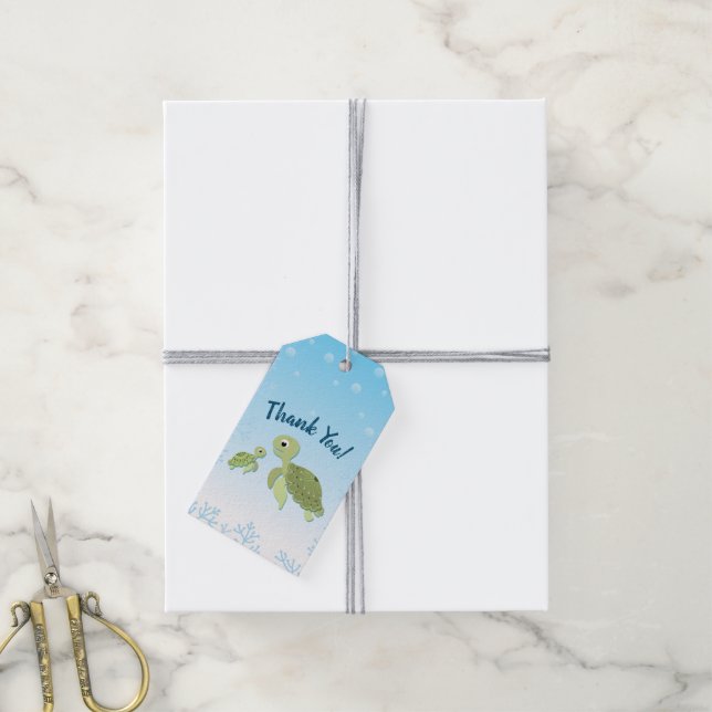 Sea Turtle Baby Shower Niedlich unter dem Meer Geschenkanhänger (Mit Garn)