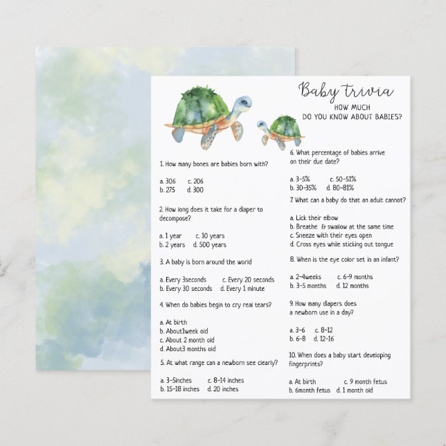 Sea Turtle - Baby Trivia | Baby Showspiel (Vorne/Hinten)