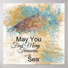 Sea Turtle Beach Art Zitat Poster