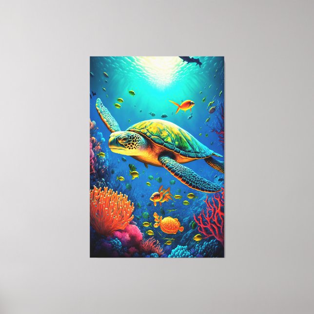 Sea Turtle Beach House Meereslebewesen Leinwanddruck (Vorderseite)