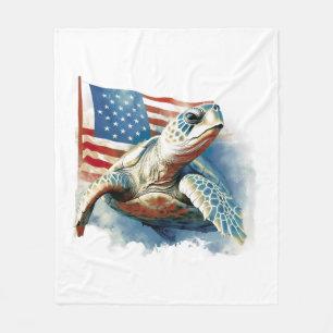 Sea Turtle Beach Sea Palme Türkis Fleecedecke