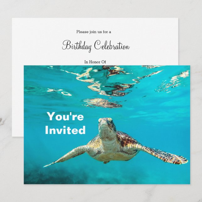 Sea Turtle Birthday Einladung (Vorne/Hinten)