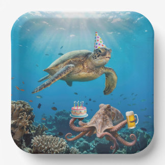 Sea Turtle Birthday Party with Octopus Pappteller
