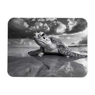 Sea Turtle Black and White Art flexibel Magnet
