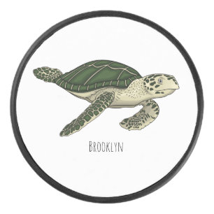 Sea turtle cartoon illustration eishockey puck