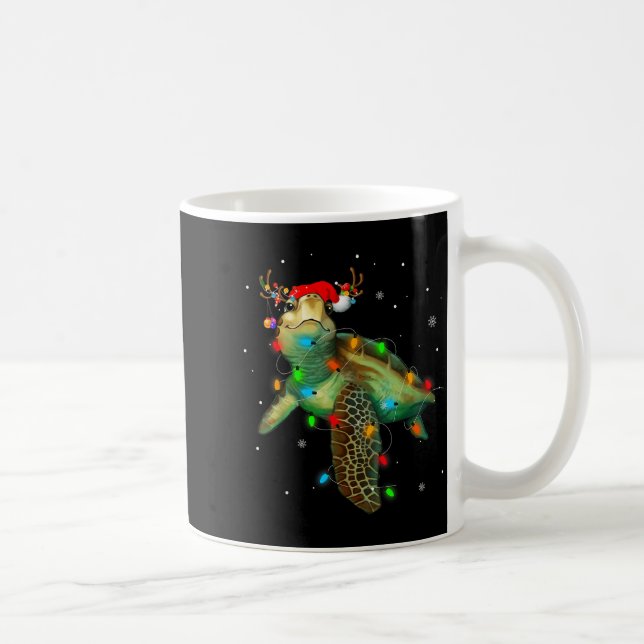 Sea Turtle Christmas Lights Funny Santa Hat Merry  Kaffeetasse (Rechts)