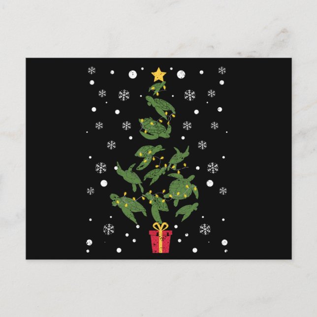 Sea turtle Christmas tree animal Xmas PJs Postkarte (Vorderseite)