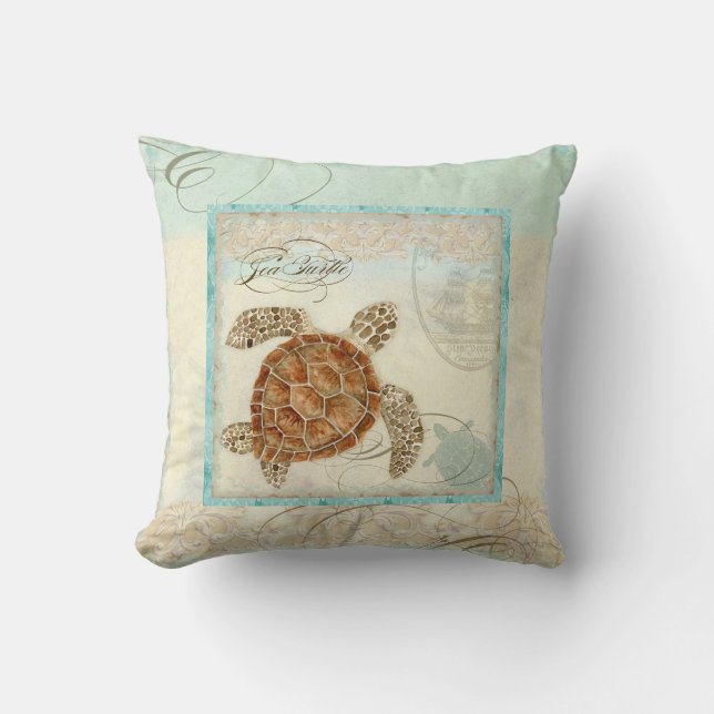 Sea Turtle Coastal Beach - Wohngestaltung Kissen (Vorderseite)