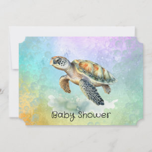 Sea Turtle Color Bubbles Baby Dusche Einladung
