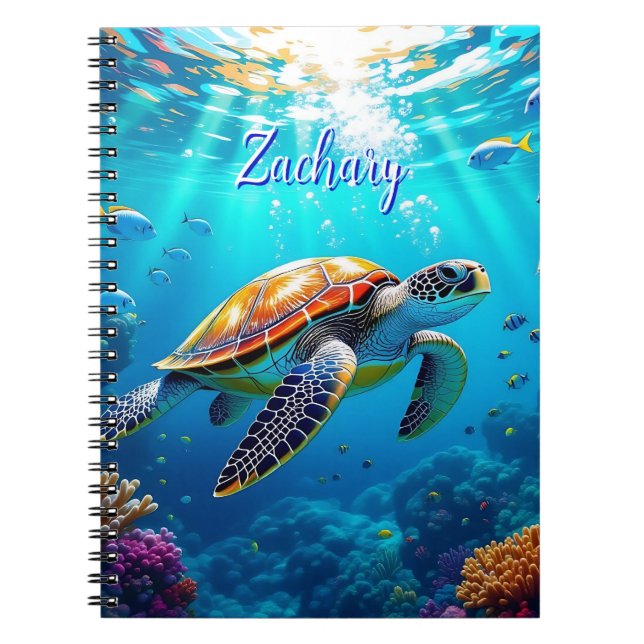 Sea Turtle Colorful Underwater Scene   Notizblock (Vorderseite)