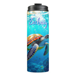 Sea Turtle Colorful Underwater Scene   Thermosbecher