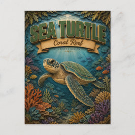 Sea Turtle Coral Reef POPCUT Postkarte